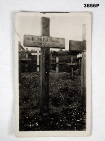 Photo of a soldiers grave in France WW1.