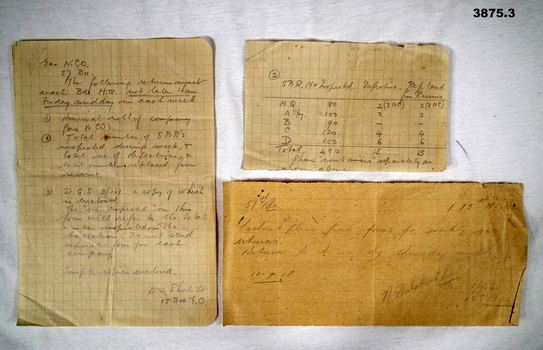 Documents relating to Gas and equipment WW1.