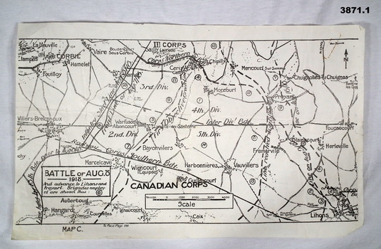 Map showing the Advance August 8th 1918