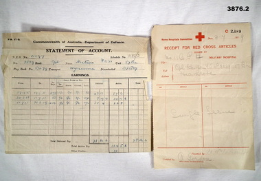 Documents re Red Cross and final account