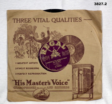 Record and cover with songs of departing troops.