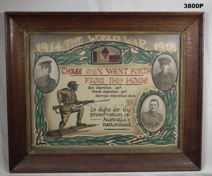 Framed, 3 men went forth from home WW1