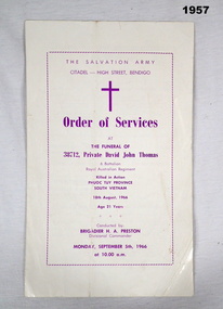 Order of service for a Soldiers funeral
