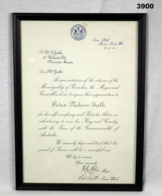 Certificate relating to enlistment Essendon municipality.
