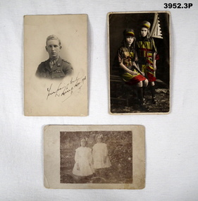 Three photos relating to a soldier and family.