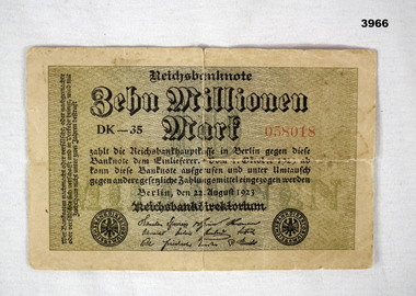 Currency note, German dated 1923.
