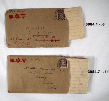 Series of personal letters by two people AIF WW2