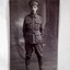 B & W photograph of a soldier standing.