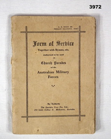 Booklet re church parade service in military.