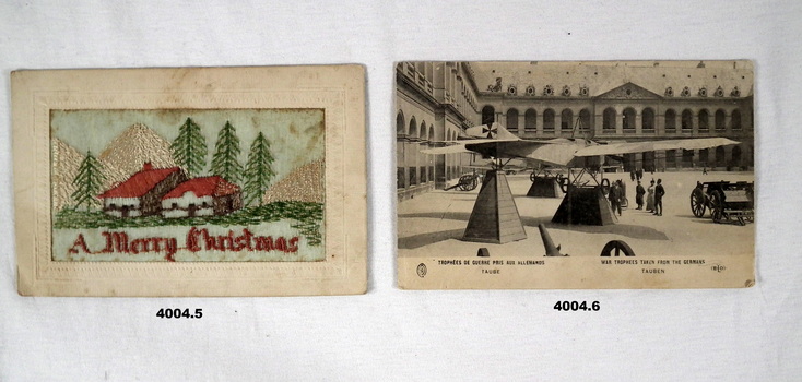 Two postcards both photographic and silk.