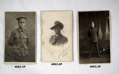 Three black and white photos of soldiers from WW1.