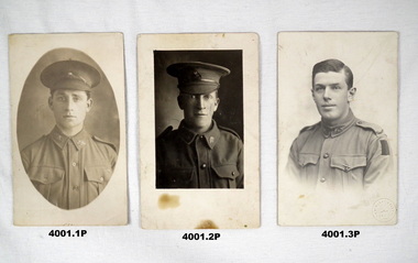 Three head and shoulders photos of Soldiers.