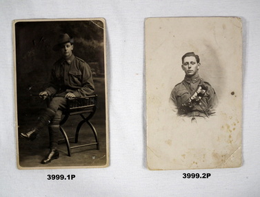 Two postcards of a soldier in different setting.