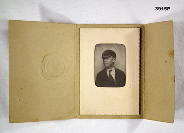 Folding card with photo inset of a school boy