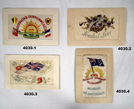 Four silk postcards from WW1.