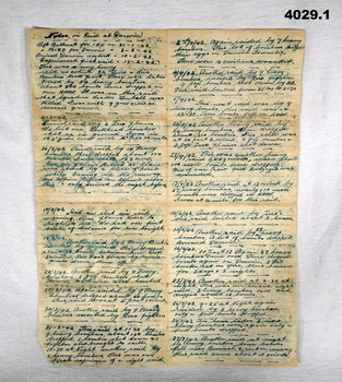 Diary pages from an RAAF LAC WW2.