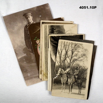 Series of photo postcards revolving around one soldier.