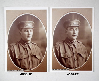Two sepia portrait photos of a soldier.