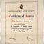 Certificate awarded by the Red Cross Society.