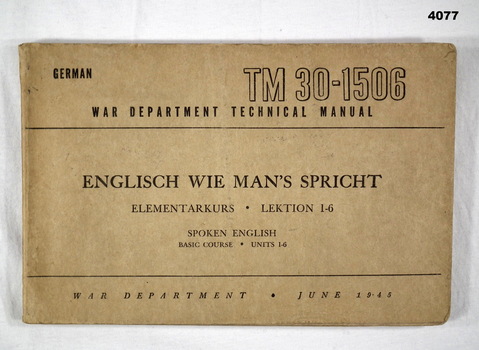Manual, German to English translation 1945.