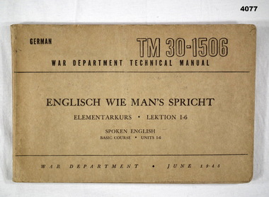 Manual, German to English translation 1945.