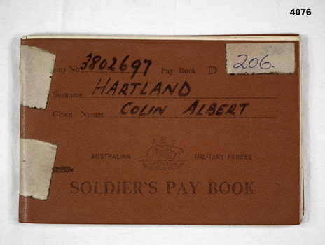 Brown covered soldiers pay book.