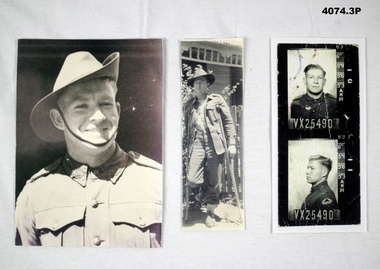 Three various photos of the same soldier WW2.