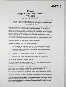 Eight page literary work of a soldiers story.