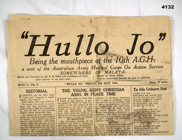 Newspaper, Hullo Jo, 10th A.G.H