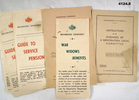 Booklets, documents from the Repatriation Department