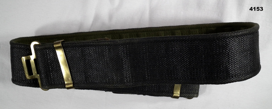 Black nuggeted webbing belt with brass attachments