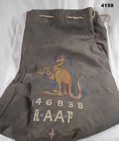 RAAF Kit bag with kangaroo drawn on.
