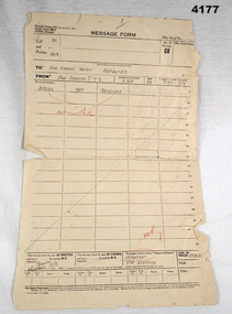 RAAF Message form relating to Bibles