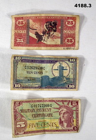 Three U.S.A Military Payment Certificates.
