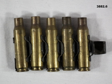 Section of 7.62mm cartridge cases and link