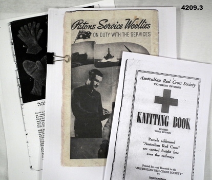 Facsimile books on knitting and woolies for troops.