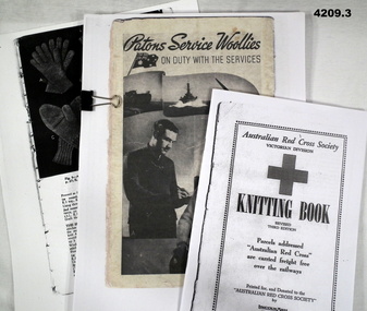 Facsimile books on knitting and woolies for troops.