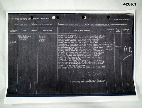 Service record details of the award Military Cross.