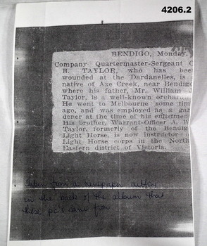Digital copy of a soldier in a local newspaper.