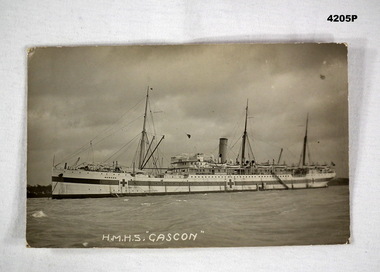 Postcard with photo of HMHS GASCON WW1