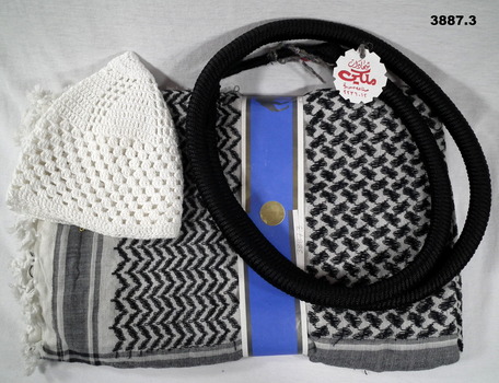 Three items re Arab Keffiyeh headwear.