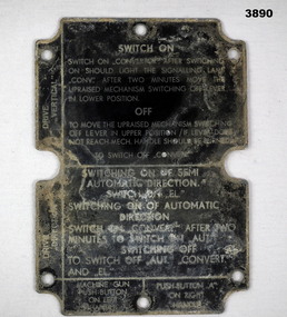 Metal label from an Iraqi tank