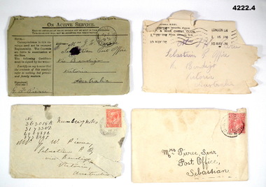 Envelopes relating to Frederick Pierce.
