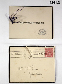Sympathy card re an AIF soldier KIA