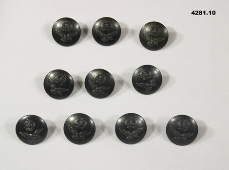 RAAF uniform coat buttons WW2.