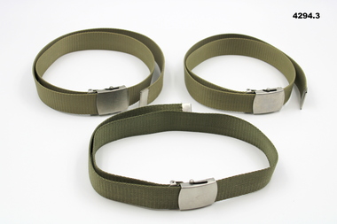 Three polyester belts for dress uniform.