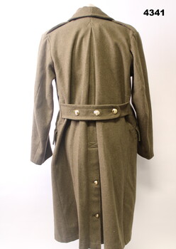 Showing back side of a great coat.