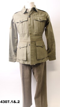 WW2 Battle dress uniform with 38th colour patch.