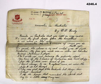 Poem by Will Handy on on paper