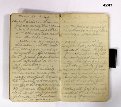 Small note book with hand written entries